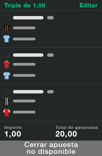 Cerrar apuesta no disponible